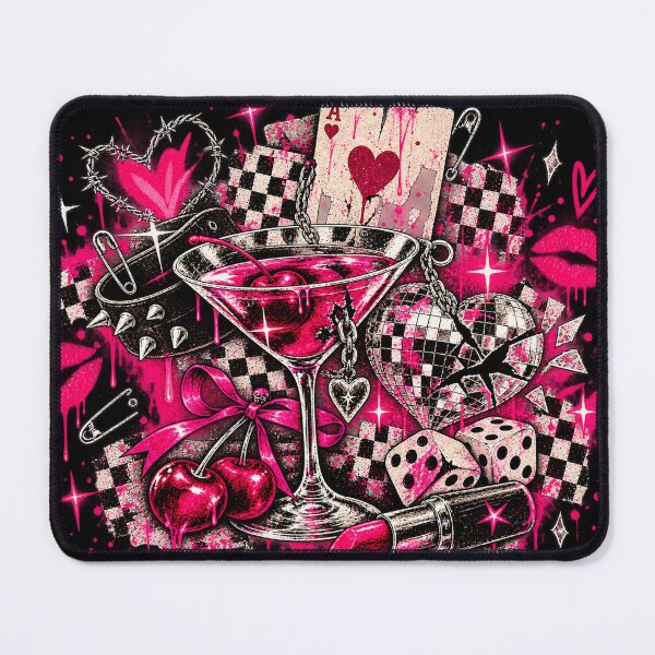 Item preview, After Hours – Pink Grunge Martini & Disco Heart Collage designed and sold by MetaModel Editions.