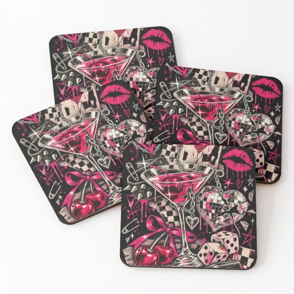 Item preview, After Hours – Pink Grunge Martini & Disco Heart Collage designed and sold by MetaModel Editions.