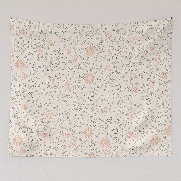 Item preview, Celestial Doodle Pattern - Sun Moon Stars designed and sold by Mindful Wall Art Studio.