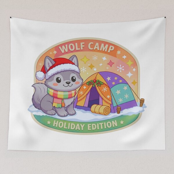 Item preview, Wolf Camp Holiday Edition Pastel Outdoor Adventure Badge designed and sold by GabeMountainArt.