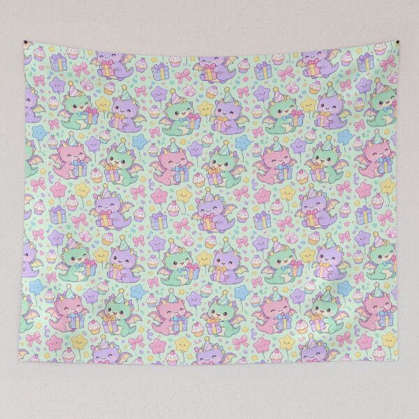 Item preview, Kawaii Birthday Baby Dragon Pattern designed and sold by Soft Berry Studio.