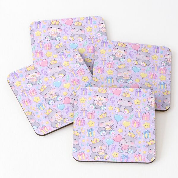Item preview, Kawaii Birthday Baby Hippo Pattern designed and sold by Soft Berry Studio.