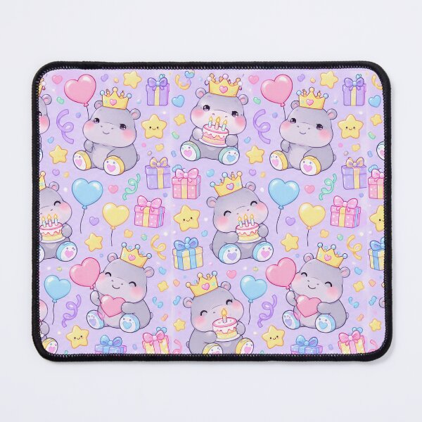 Item preview, Kawaii Birthday Baby Hippo Pattern designed and sold by Soft Berry Studio.