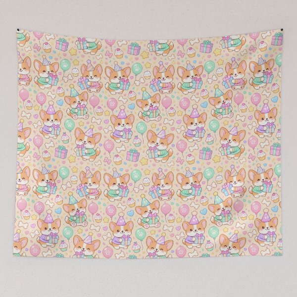 Item preview, Kawaii Birthday Baby Corgi Pattern designed and sold by Soft Berry Studio.