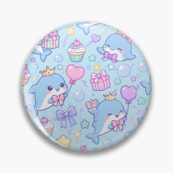 Item preview, Kawaii Birthday Baby Dolphin Pattern designed and sold by Soft Berry Studio.