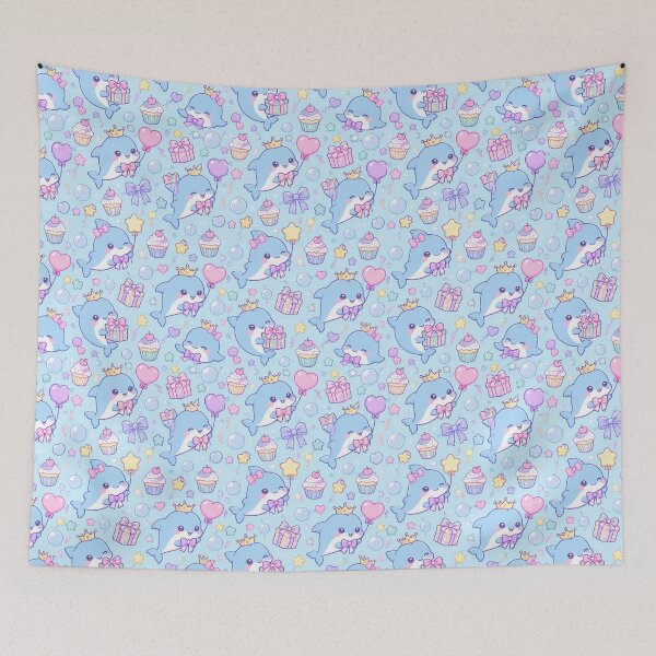 Item preview, Kawaii Birthday Baby Dolphin Pattern designed and sold by Soft Berry Studio.