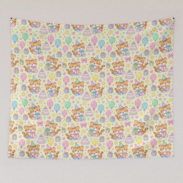 Item preview, Kawaii Birthday Baby Tiger Pattern designed and sold by Soft Berry Studio.
