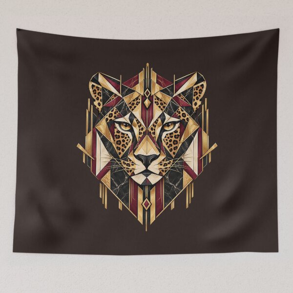 Item preview, Regal Instinct – Gilded Neo Deco Leopard Portrait designed and sold by Anyshca.