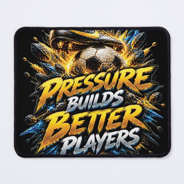 Item preview, Pressure Builds Better Players | Football Soccer Motivation Design designed and sold by M. Mamdouh Artworks.