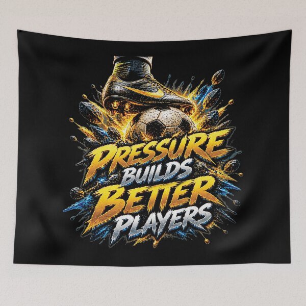 Item preview, Pressure Builds Better Players | Football Soccer Motivation Design designed and sold by M. Mamdouh Artworks.