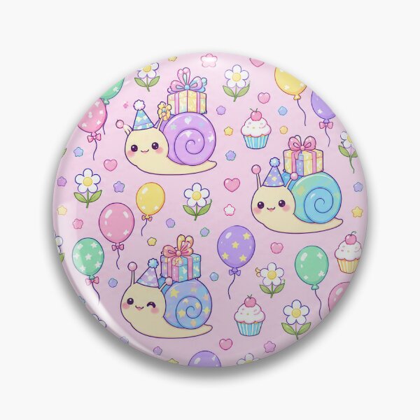 Item preview, Kawaii Birthday Baby Snail Pattern designed and sold by Soft Berry Studio.