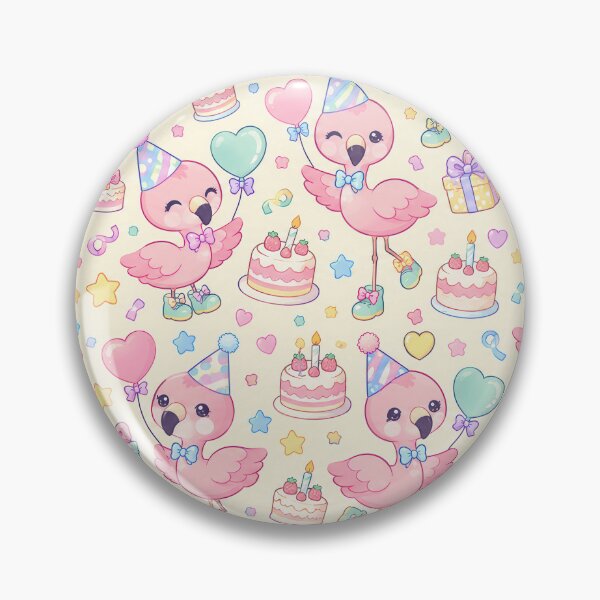 Item preview, Kawaii Birthday Baby Flamingo Pattern designed and sold by Soft Berry Studio.