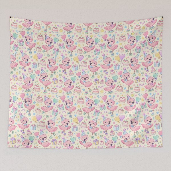 Item preview, Kawaii Birthday Baby Flamingo Pattern designed and sold by Soft Berry Studio.