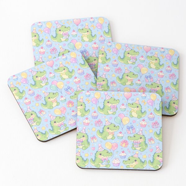 Item preview, Kawaii Birthday Baby Crocodile Pattern designed and sold by Soft Berry Studio.