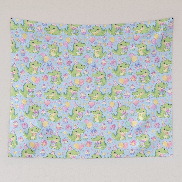 Item preview, Kawaii Birthday Baby Crocodile Pattern designed and sold by Soft Berry Studio.