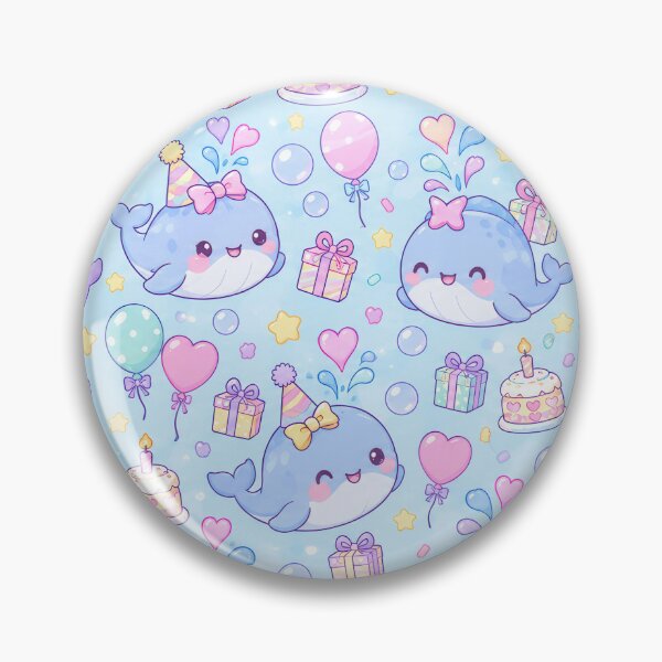Item preview, Kawaii Birthday Baby Whale Pastel Pattern designed and sold by Soft Berry Studio.