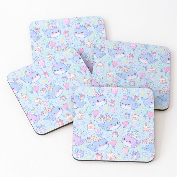 Item preview, Kawaii Birthday Baby Whale Pastel Pattern designed and sold by Soft Berry Studio.