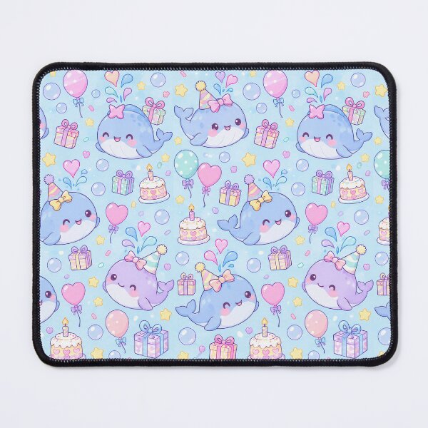 Item preview, Kawaii Birthday Baby Whale Pastel Pattern designed and sold by Soft Berry Studio.