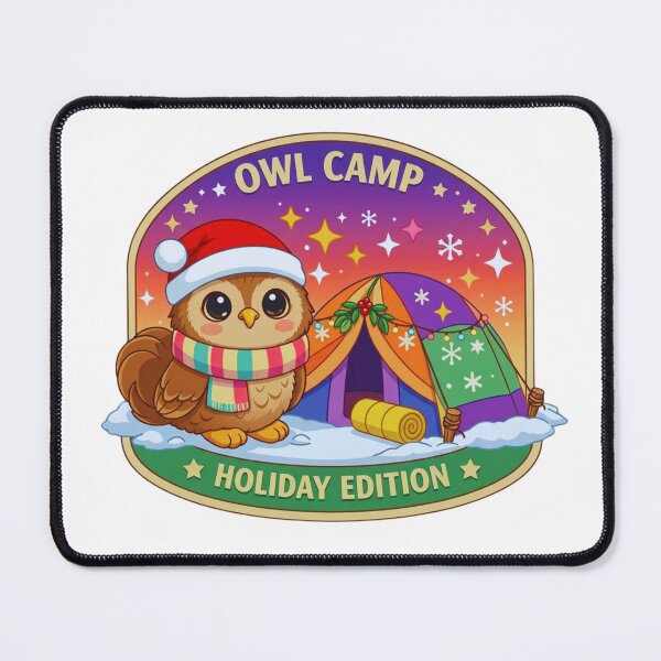 Item preview, Owl Camp Holiday Edition Pastel Outdoor Adventure Badge designed and sold by GabeMountainArt.