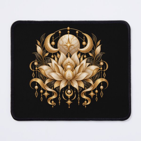 Item preview, Boho Celestial Sacred Gold Lotus Orb Art designed and sold by BohoMysticArt.
