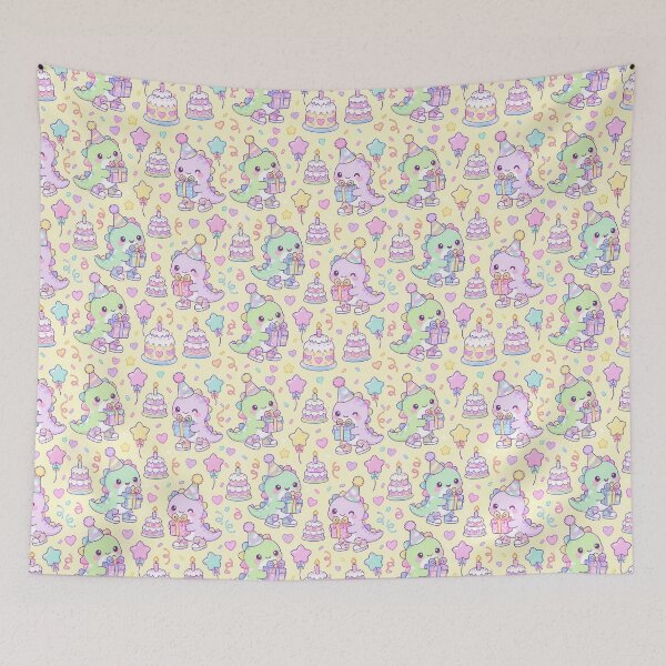 Item preview, Kawaii Birthday Baby Dinosaur Pastel Pattern designed and sold by Soft Berry Studio.