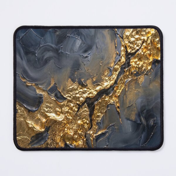 Item preview, Golden Abyss – Molten Gold & Navy Blue Abstract Art designed and sold by NUNNO Studio.