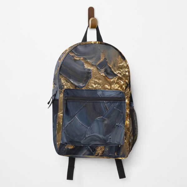 Item preview, Golden Abyss – Molten Gold & Navy Blue Abstract Art designed and sold by NUNNO Studio.