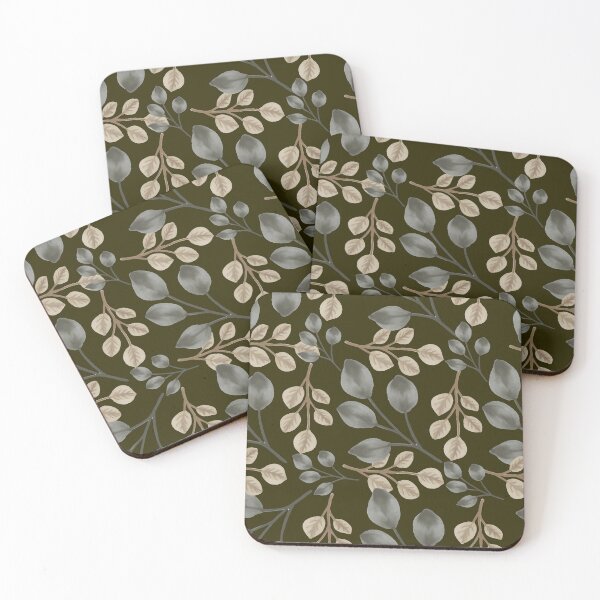Item preview, Eucalyptus Leaves Dark Khaki Seamless Pattern Art designed and sold by ​Jyoti Digital Artist.