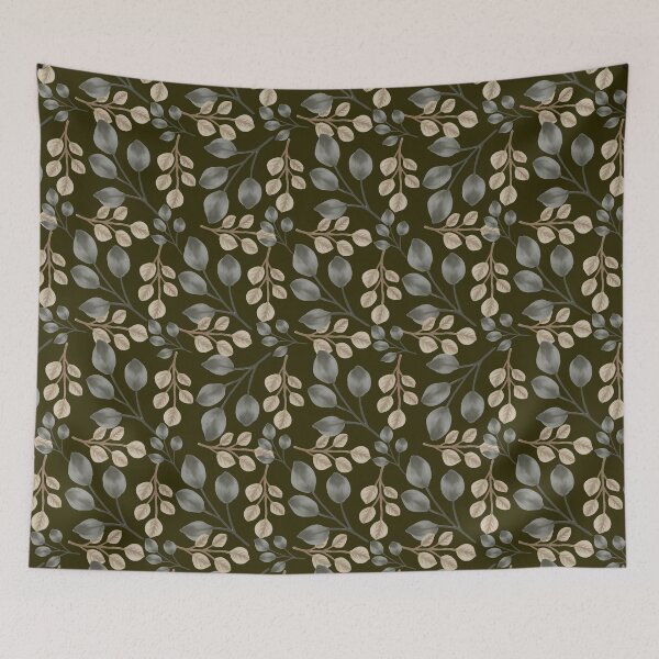 Item preview, Eucalyptus Leaves Dark Khaki Seamless Pattern Art designed and sold by ​Jyoti Digital Artist.