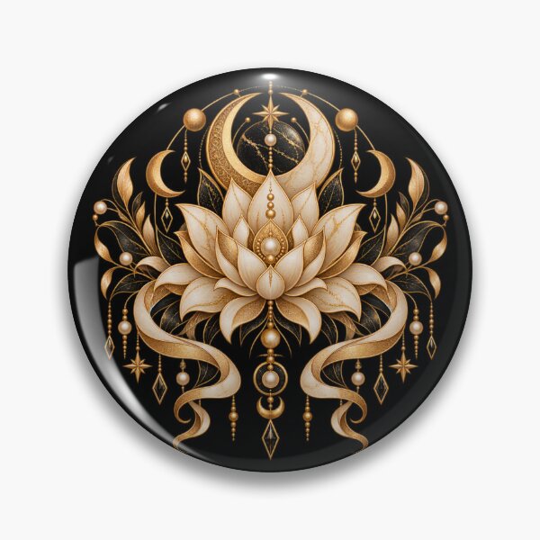 Item preview, Boho Celestial Sacred Gold Lotus Eclipse Art designed and sold by BohoMysticArt.