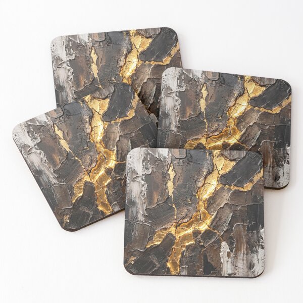 Item preview, Golden Vein Discovery – Luxury Black and Gold Abstract Painting designed and sold by NUNNO Studio.
