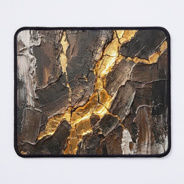 Item preview, Golden Vein Discovery – Luxury Black and Gold Abstract Painting designed and sold by NUNNO Studio.