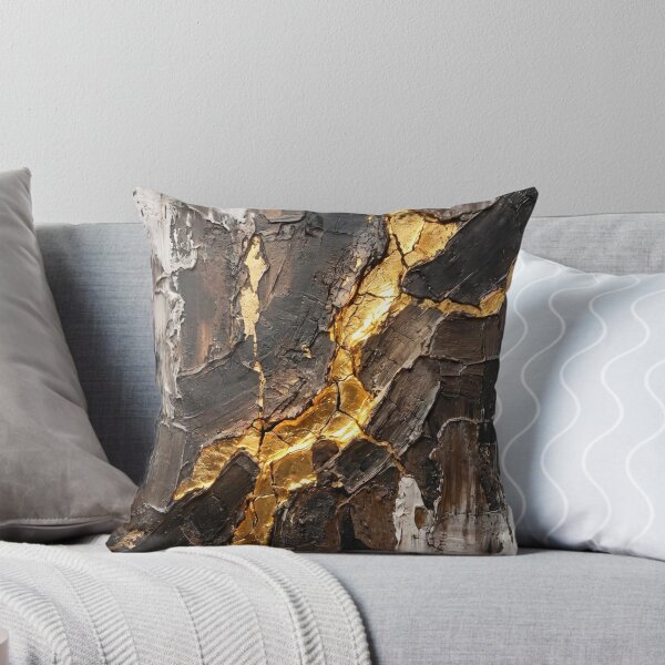 Item preview, Golden Vein Discovery – Luxury Black and Gold Abstract Painting designed and sold by NUNNO Studio.