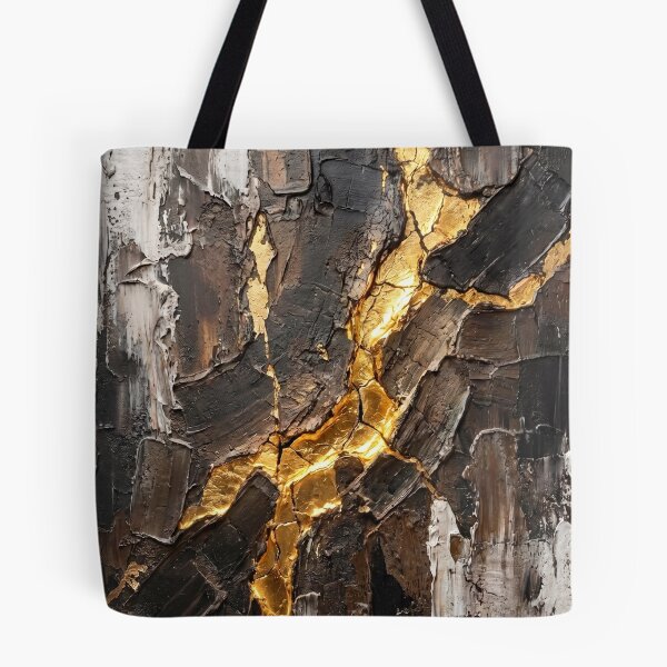 Item preview, Golden Vein Discovery – Luxury Black and Gold Abstract Painting designed and sold by NUNNO Studio.