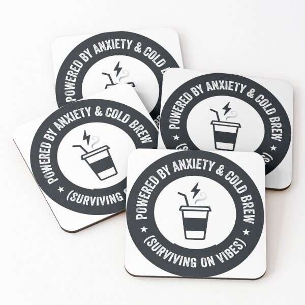 Item preview, Powered By Anxiety And Cold Brew - Funny Office Worker Burnout Humor designed and sold by IbericoStudio.