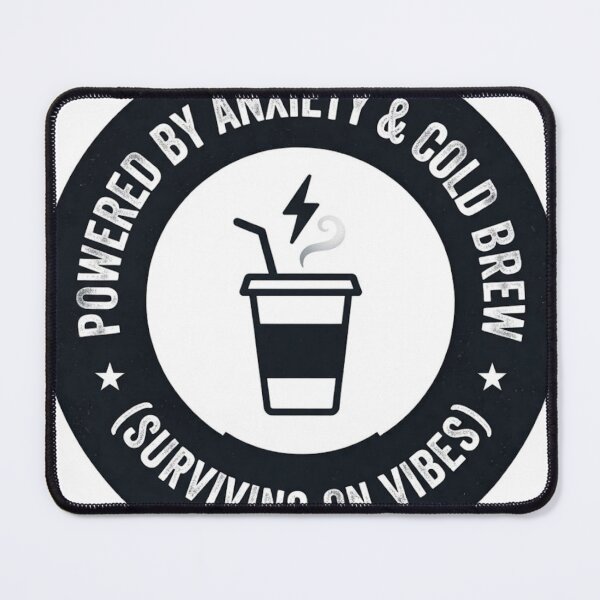 Item preview, Powered By Anxiety And Cold Brew - Funny Office Worker Burnout Humor designed and sold by IbericoStudio.