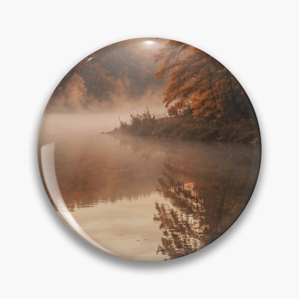 Item preview, Misty Autumn Lake Wooden Dock Reflection Landscape designed and sold by LYAN-STORE.