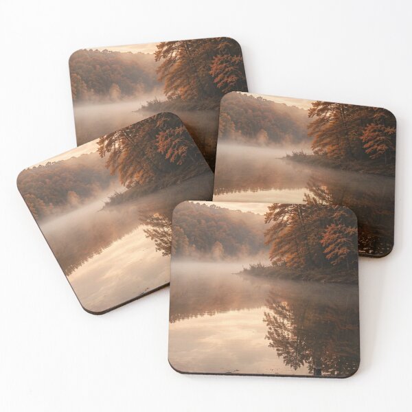 Item preview, Misty Autumn Lake Wooden Dock Reflection Landscape designed and sold by LYAN-STORE.