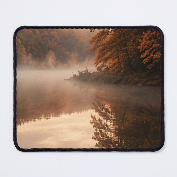 Item preview, Misty Autumn Lake Wooden Dock Reflection Landscape designed and sold by LYAN-STORE.