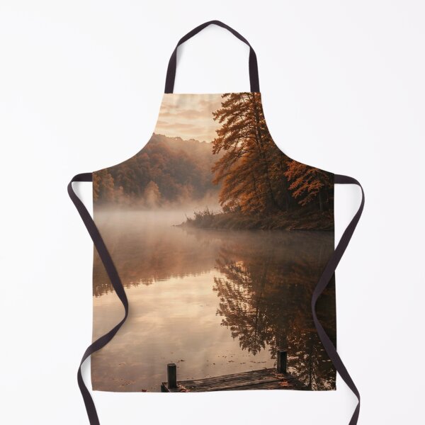 Item preview, Misty Autumn Lake Wooden Dock Reflection Landscape designed and sold by LYAN-STORE.