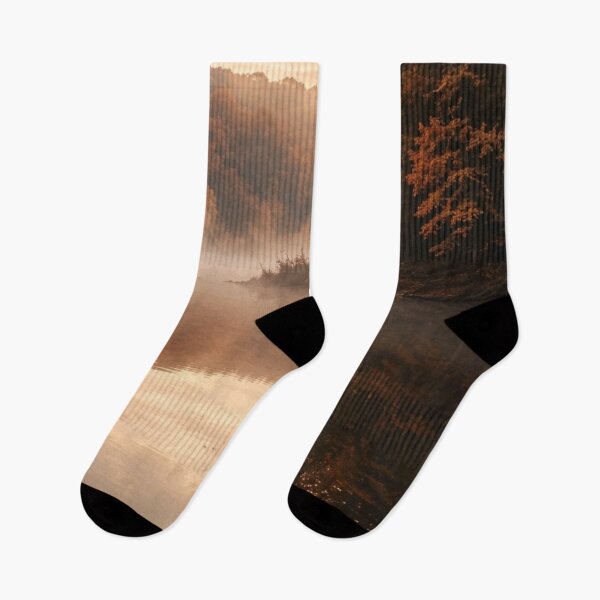 Item preview, Misty Autumn Lake Wooden Dock Reflection Landscape designed and sold by LYAN-STORE.