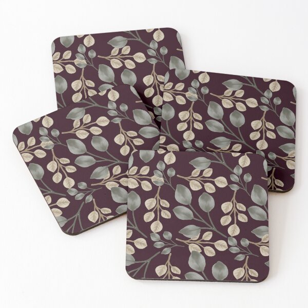 Item preview, Eucalyptus Leaves Dark Burgundy Seamless Pattern Art designed and sold by ​Jyoti Digital Artist.