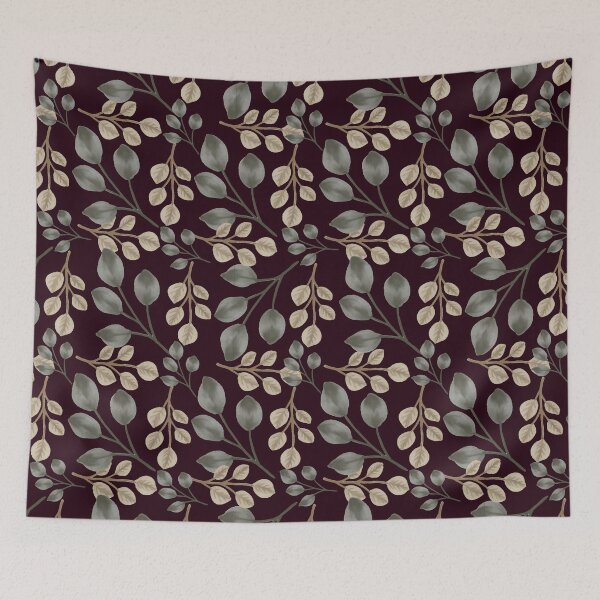 Item preview, Eucalyptus Leaves Dark Burgundy Seamless Pattern Art designed and sold by ​Jyoti Digital Artist.