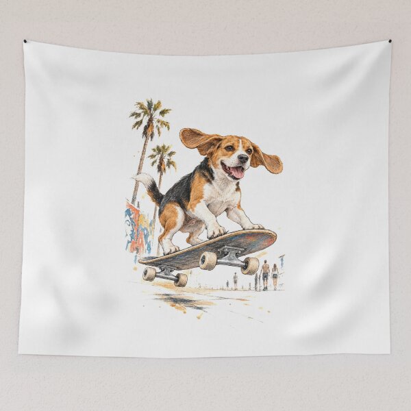 Item preview, Skateboarding Beagle on Venice Beach Boardwalk designed and sold by Russell Thorne.