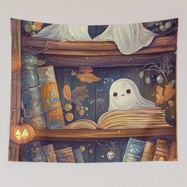 Item preview, Cute Ghosts Reading Books Bookshelf Cute Spooky Halloween designed and sold by LYAN-STORE.
