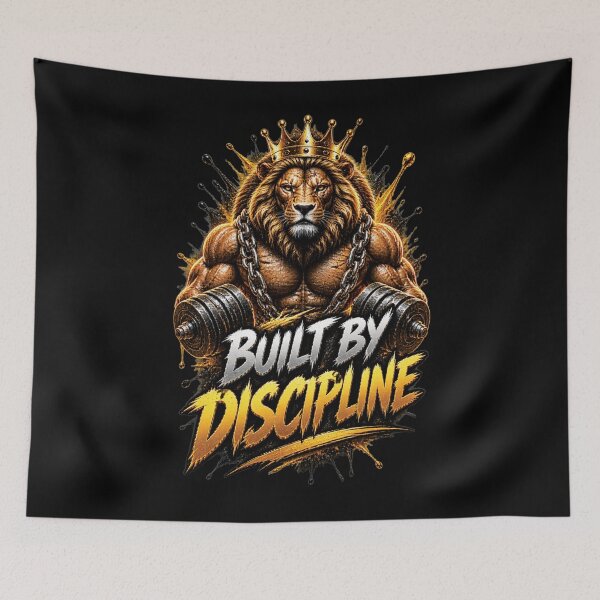 Item preview, Built By Discipline | Lion Fitness Motivation Gym Design designed and sold by M. Mamdouh Artworks.
