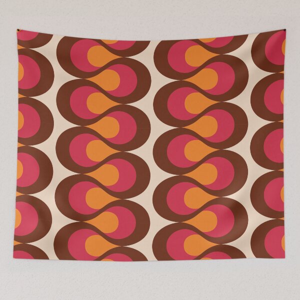 Item preview, Retro 1960s Curvy Pattern - Orange, Magenta, Brown, Ivory designed and sold by Eyestigmatic.