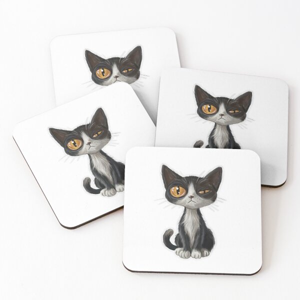 Item preview, Grumpy Tuxedo Cat Illustration - Moody & Cute Black Kitten Art designed and sold by jassoart.