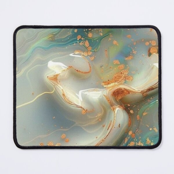 Item preview, Teal Marble Alcohol Ink Abstract Gold Glitter Waves designed and sold by LYAN-STORE.