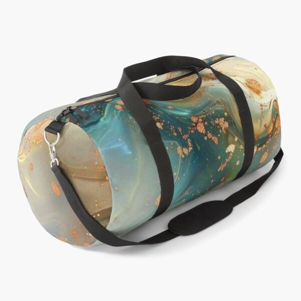 Item preview, Teal Marble Alcohol Ink Abstract Gold Glitter Waves designed and sold by LYAN-STORE.